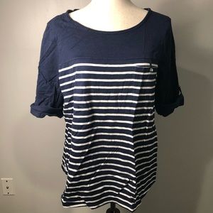 Charter Club XL navy and white stripe tee